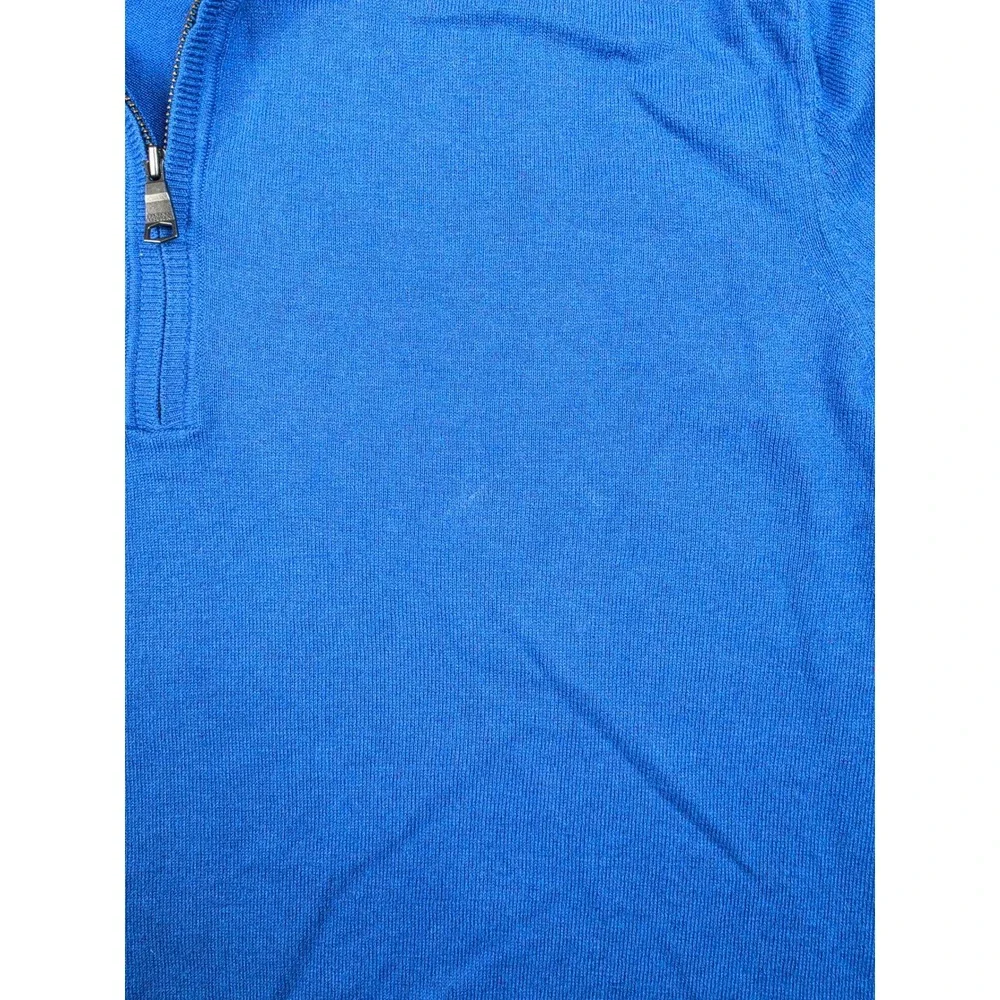 Banana Republic Quarter Zip Sweater Mens Large Blue Pima Cotton Cashmere Blend